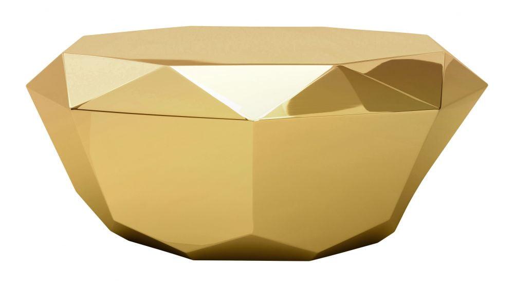 Gold Diamond Coffee Table, Modern Luxe Glam Cocktail Table 35"