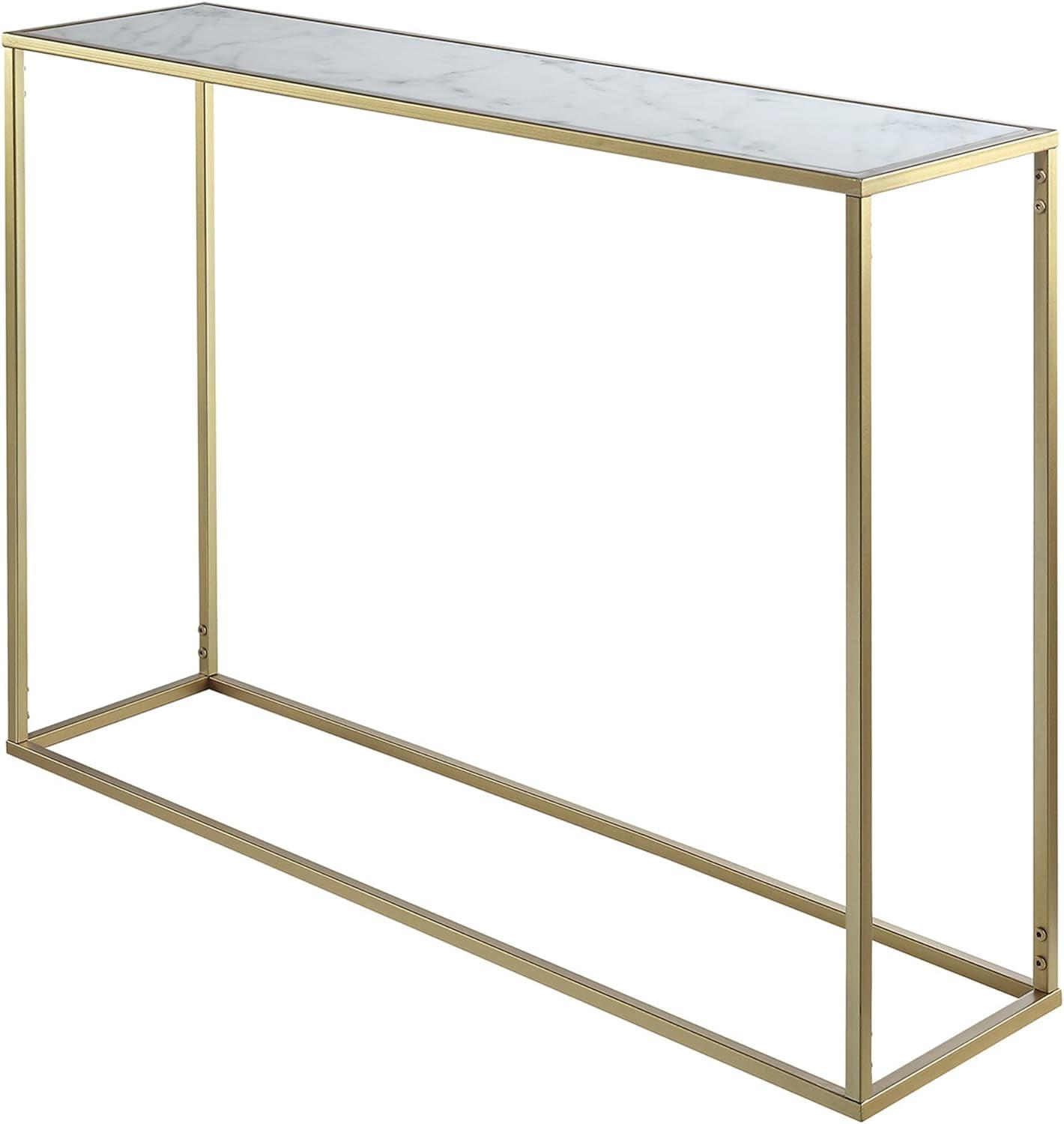 Sleek Gold Coast 42" Console Table with Faux Marble Top