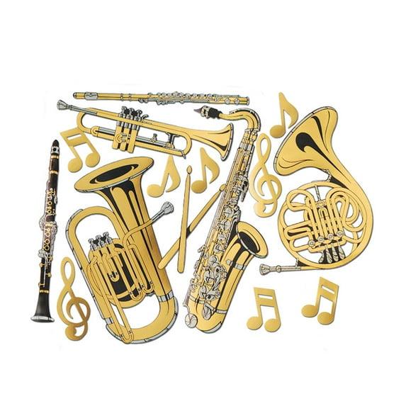 Beistle Gold Foil Musical Instrument Cutouts, 17"-23.5", (15/Pkg) Multicolored