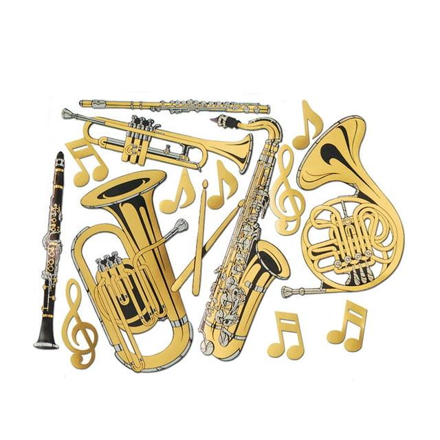 Beistle Gold Foil Musical Instrument Cutouts, 17"-23.5", (15/Pkg) Multicolored