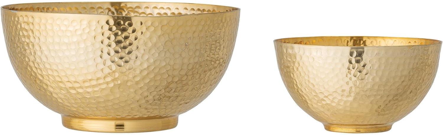 Matte Gold Hammered Metal Serving Bowls (Set of 2)