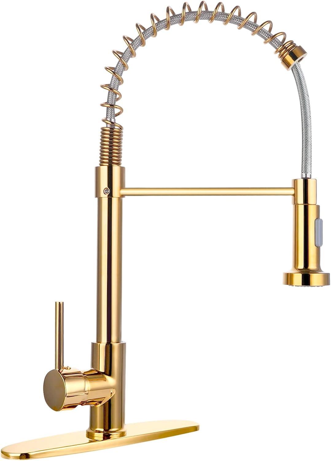 Gold Stainless Steel Pull Down Kitchen Faucet with Spray