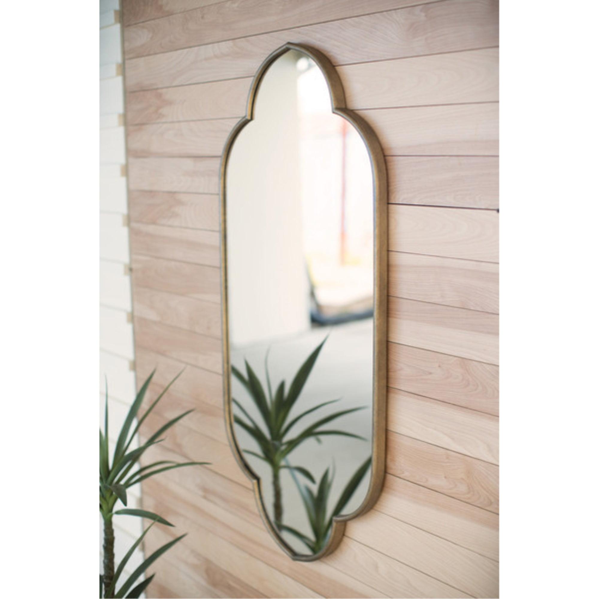 Elegant Gold Metal Rectangular Wall Mirror, 22.5" x 48"