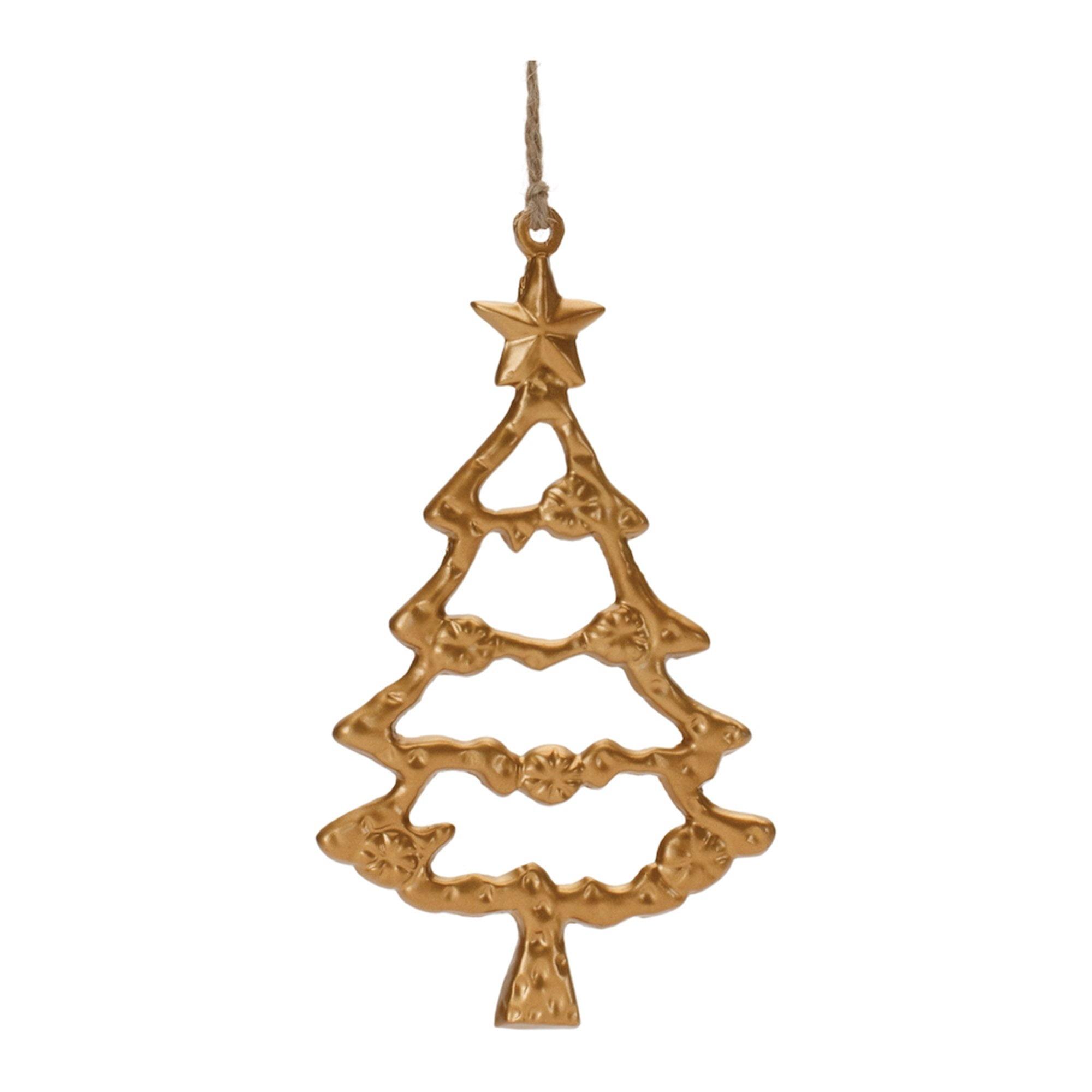 Gold Aluminum Christmas Tree Outline Ornaments Set of 12