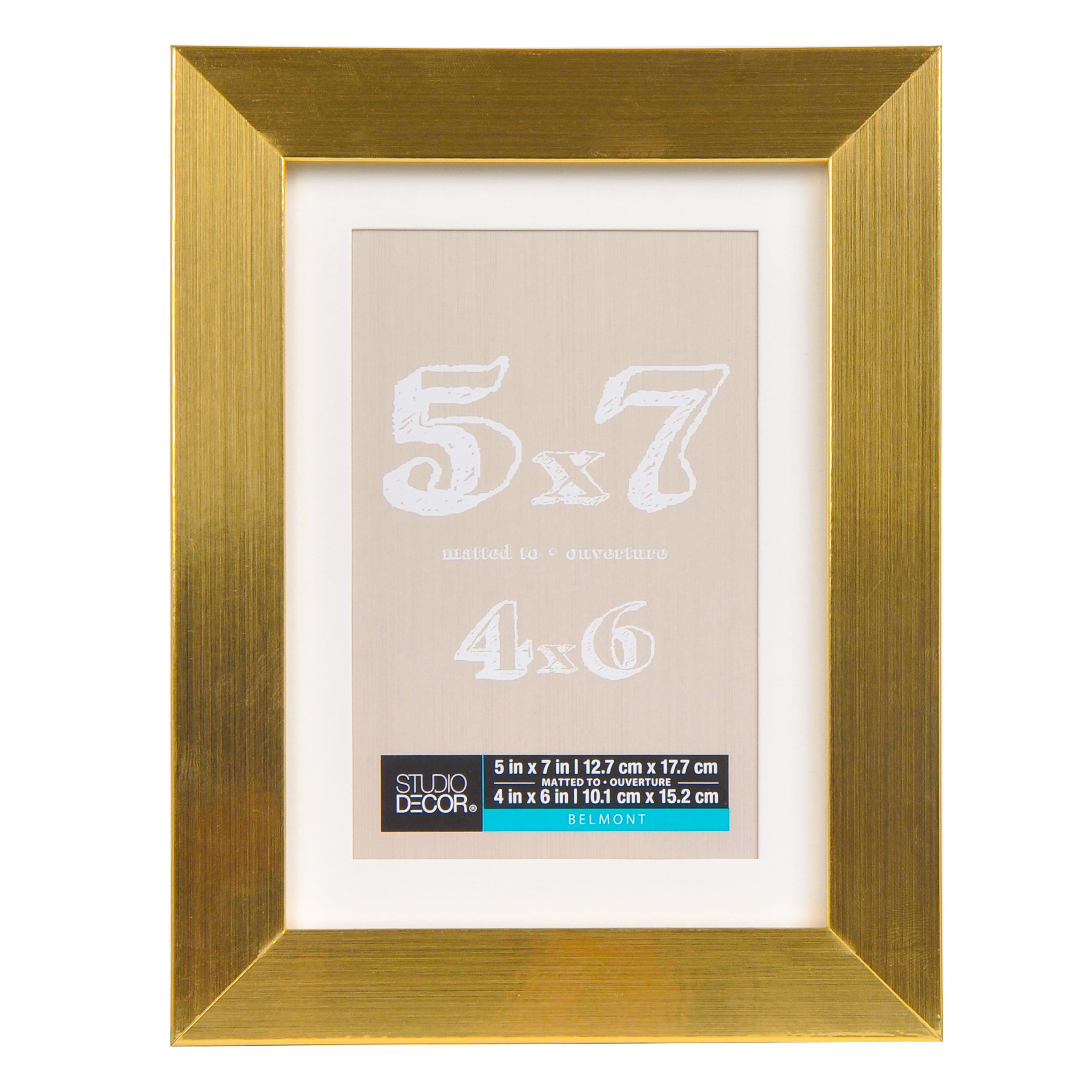 Gold Metallic Rectangular Wall Mount Picture Frame with Mat