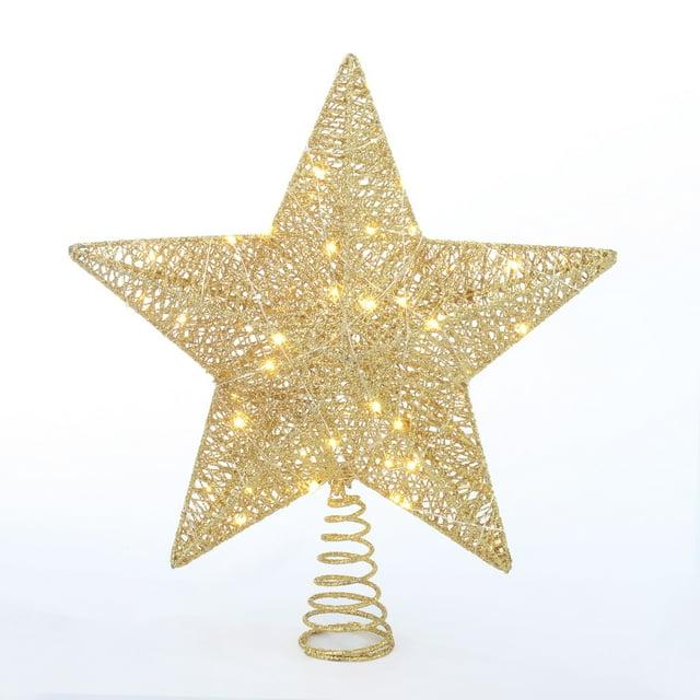 Gold Star LED Christmas Tree Topper, 15", by Holiday Time