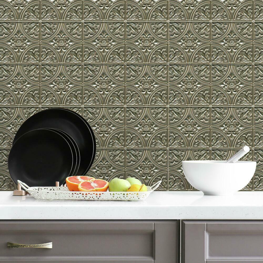 10.5'' W x 10.5'' L PVC Peel and Stick Field Tile