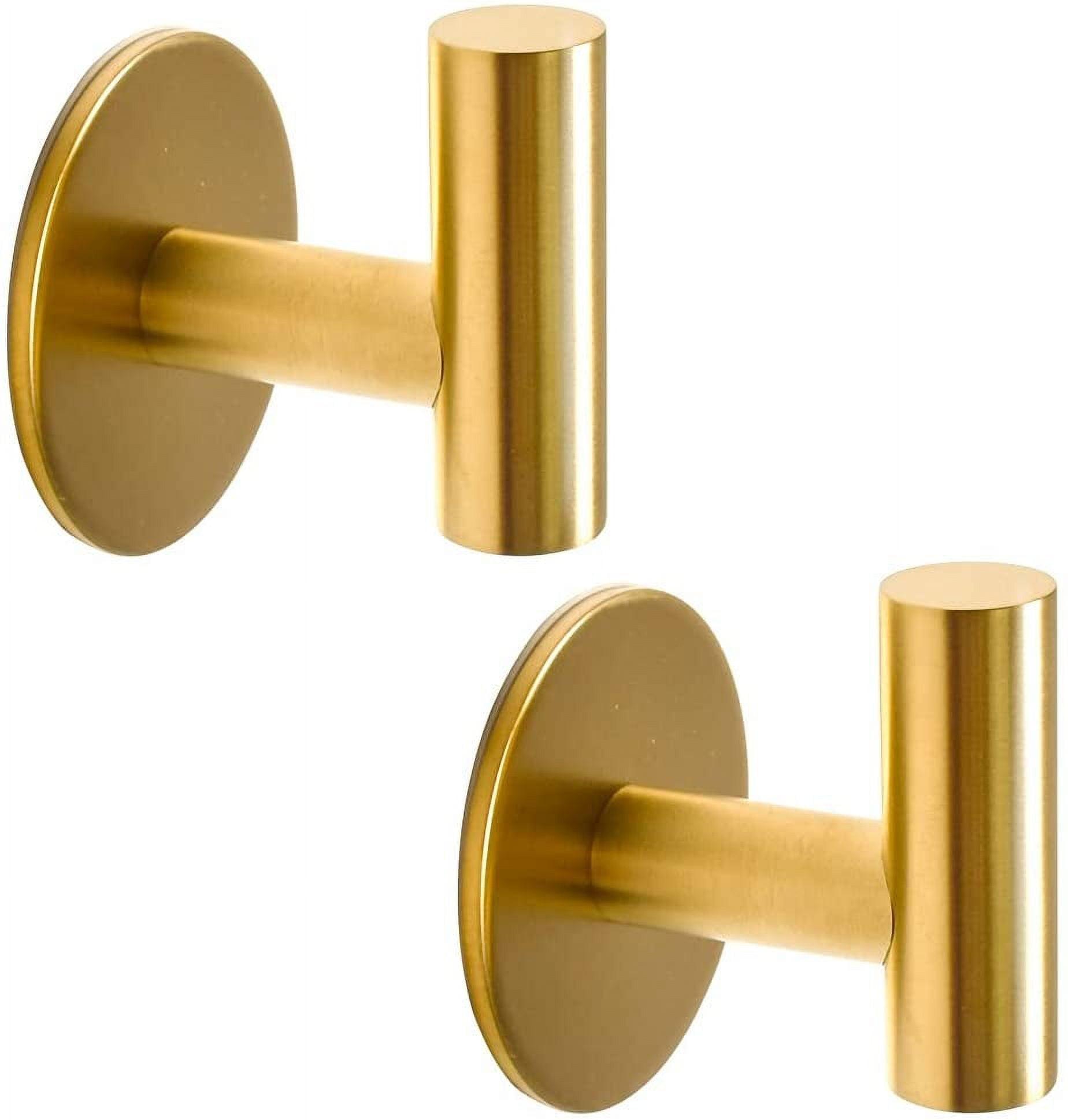 Brushed Gold Stainless Steel Adhesive Towel Hooks 2-Pack