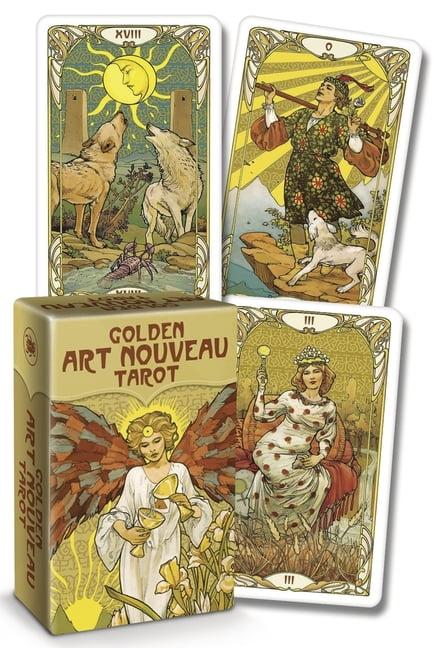 Golden Art Nouveau Tarot Mini Deck with Box Art