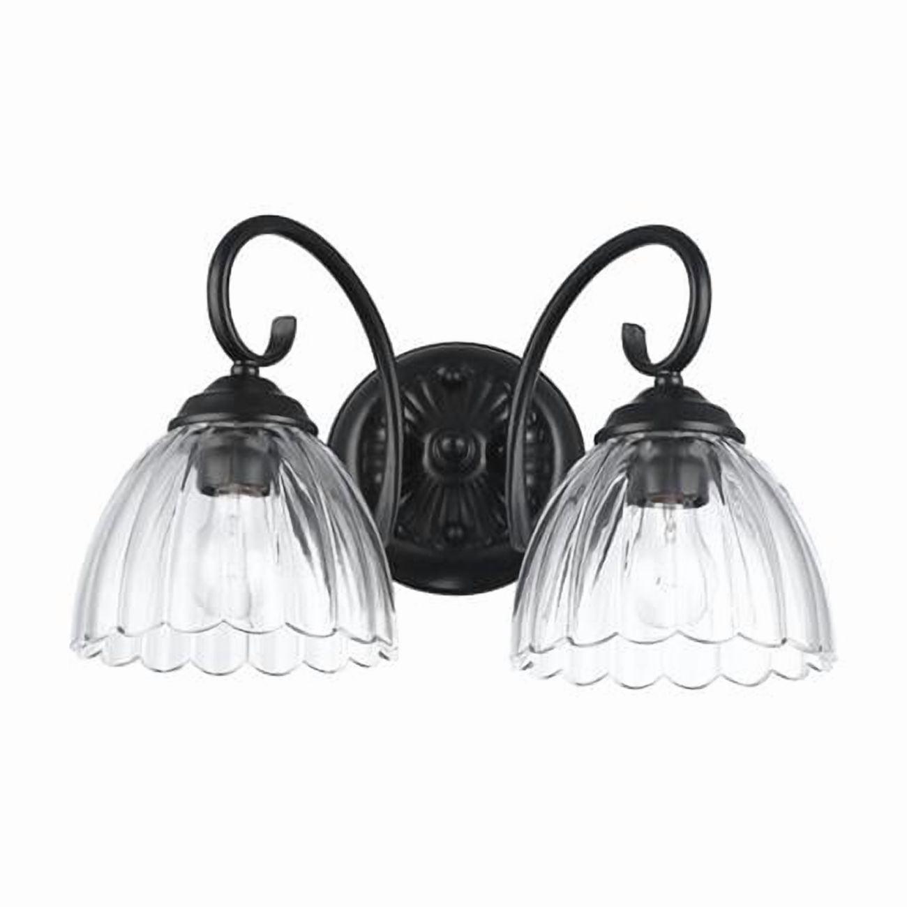 Golden Lighting 6952-BA2 BLK-CLR Audra 2-Light Vanity Light in Matte Black with Clear Glass
