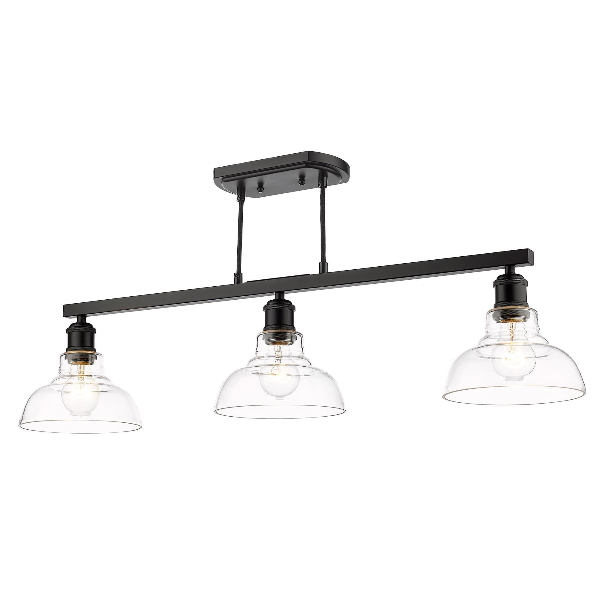 Matte Black Industrial 3-Light Semi-Flush with Clear Glass