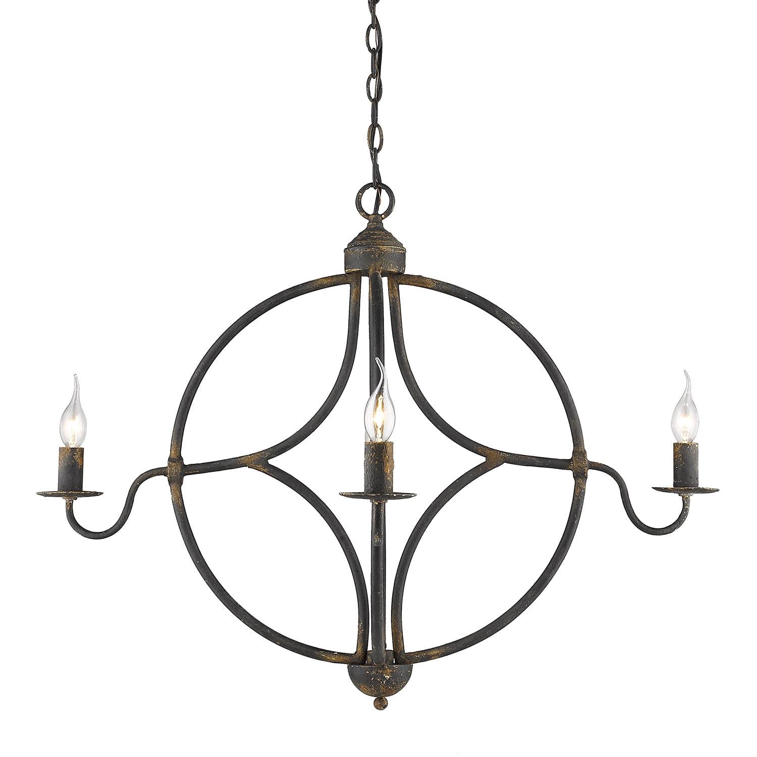 Rustic Caspian Mini 4-Light Chandelier in Antique Black Iron