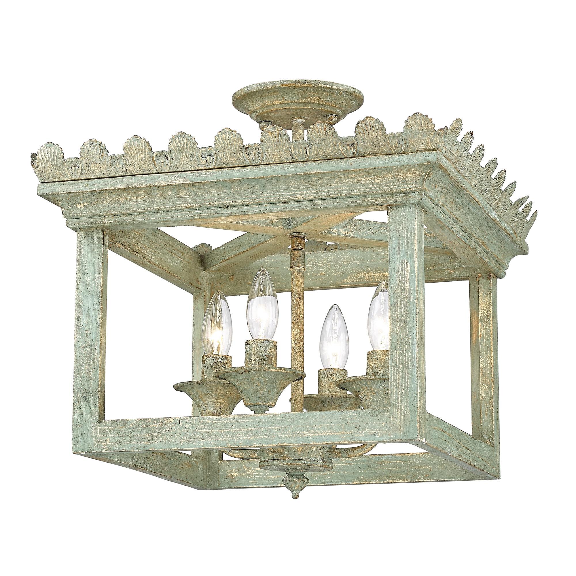 Golden Lighting Finley 4-Light Semi-Flush in Vintage Sage