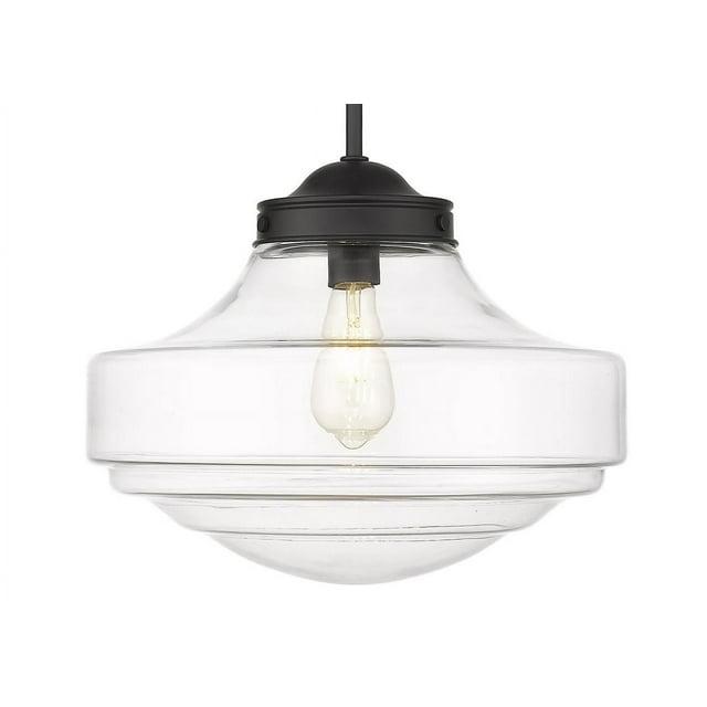 Golden Lighting Ingalls 1-Light Large Pendant in Matte Black with Clear Glass