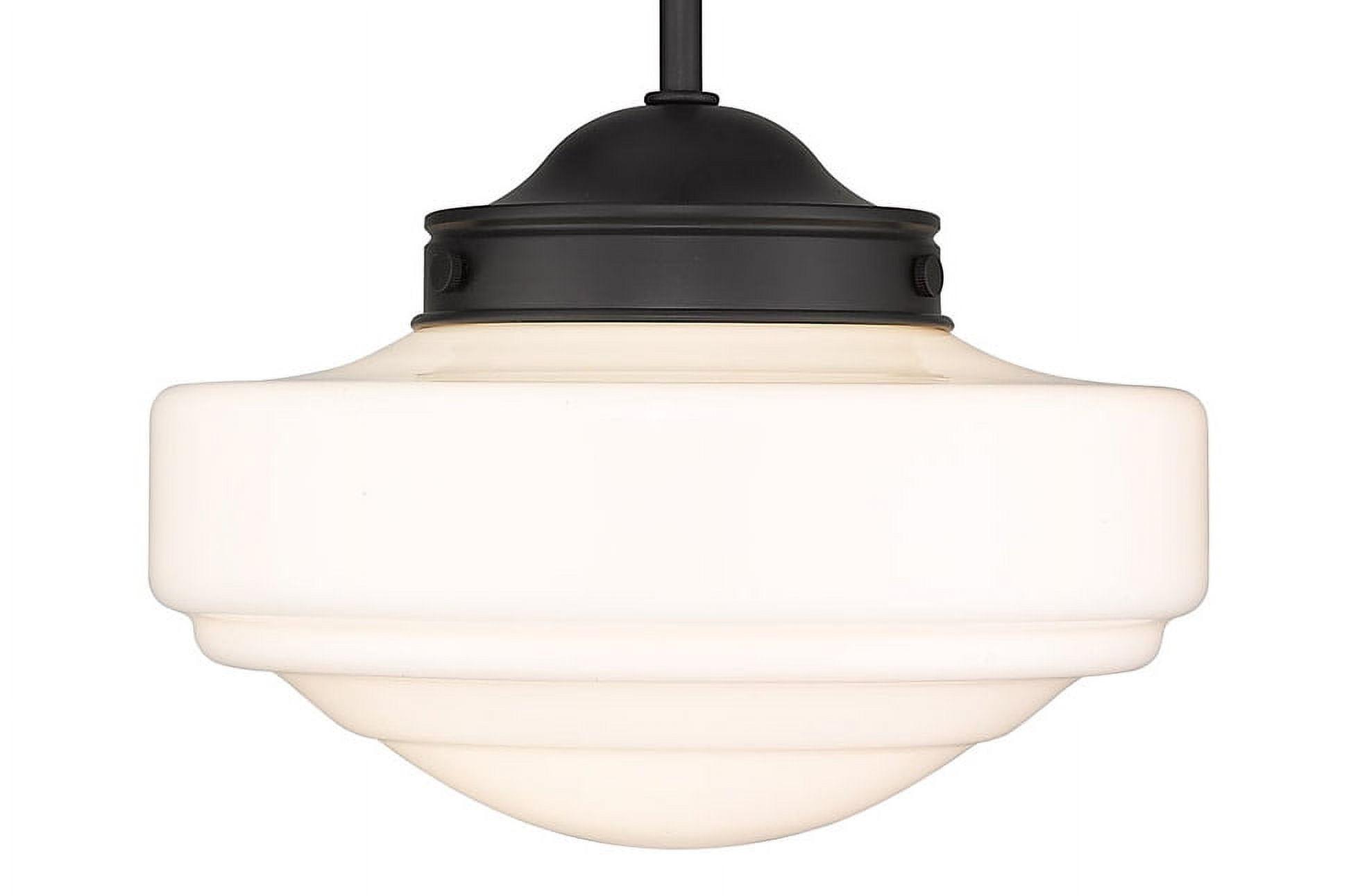 Golden Lighting Ingalls 1-Light Pendant in Matte Black with Vintage Milk Glass
