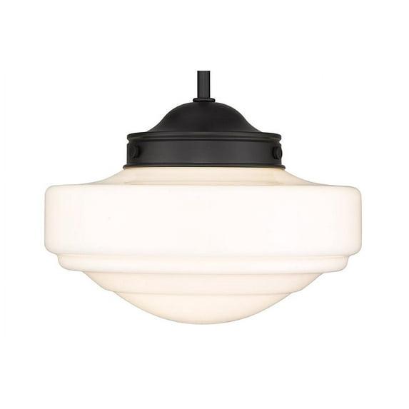 Golden Lighting Ingalls 1-Light Pendant in Matte Black with Vintage Milk Glass