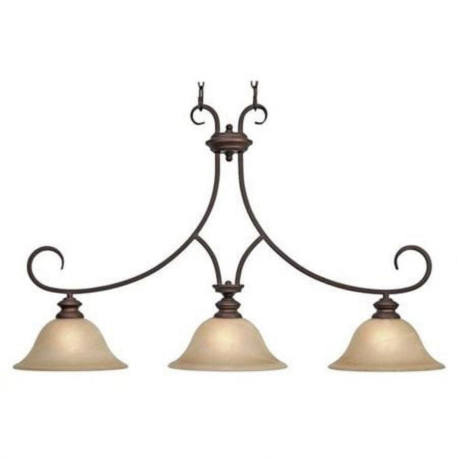 Lancaster Rubbed Bronze 3-Light Linear Pendant with Antique Marbled Glass