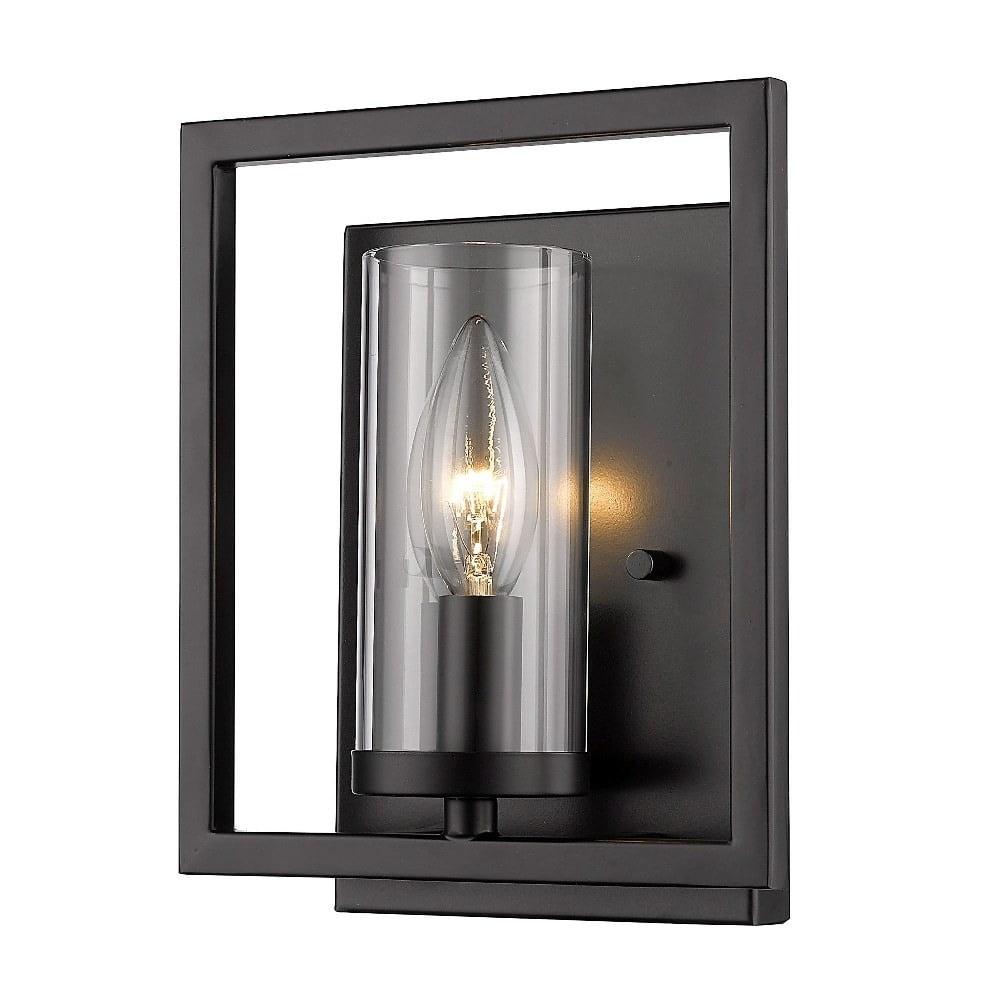 Golden Lighting Marco 1-Light Wall Sconce in Matte Black with Clear Glass