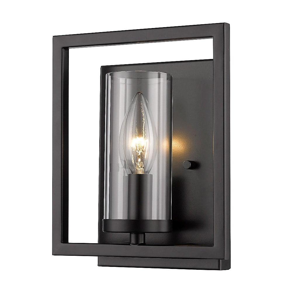 Golden Lighting Marco 1-Light Wall Sconce in Matte Black with Clear Glass