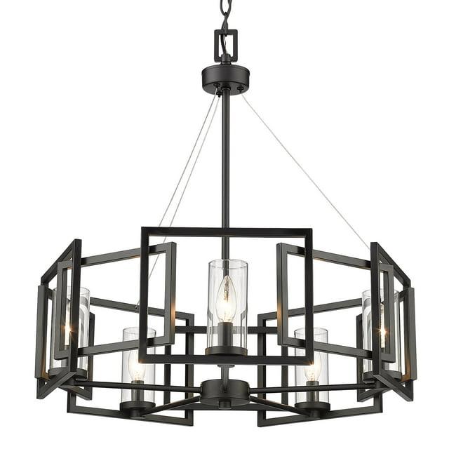 Golden Lighting Marco 5-Light Chandelier in Matte Black with Clear Glass