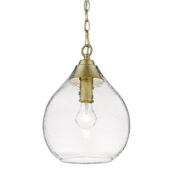Golden Lighting Ariella 1-Light Pendant in Brushed Champagne Bronze with Hammered Clear Glass
