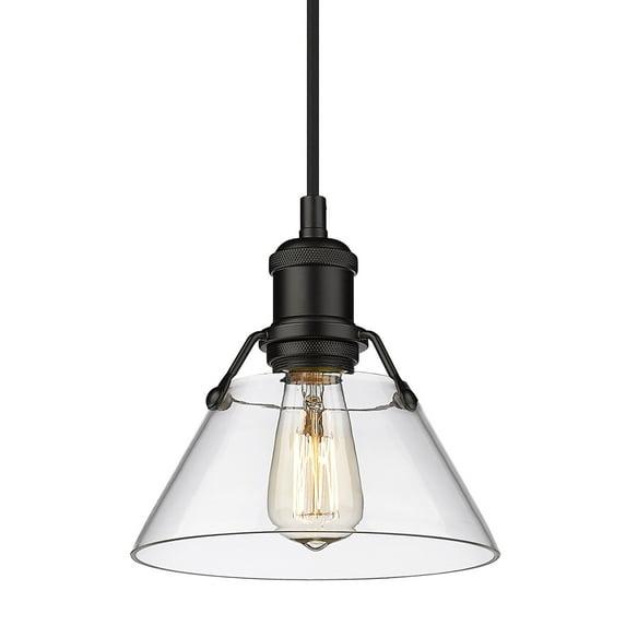 Golden Lighting Orwell 1 Light Small Pendant in Matte Black with Clear Glass