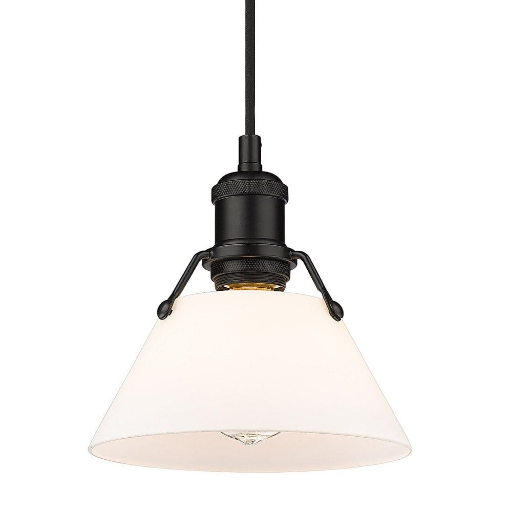 Orwell 7.5" Mini Pendant Light in Matte Black with Opal Glass