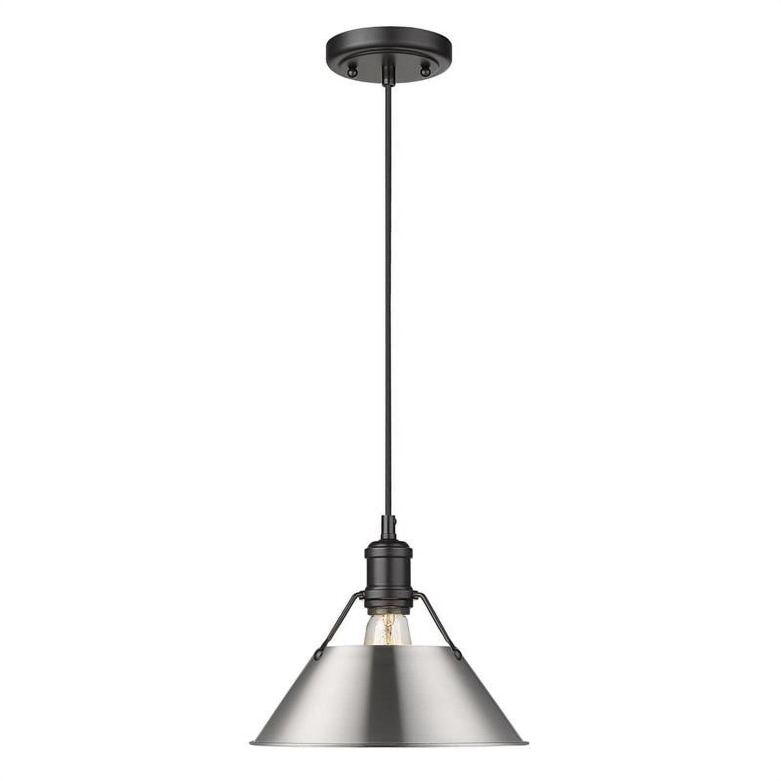 Orwell Transitional Matte Black 10" Pendant with Glass Shade