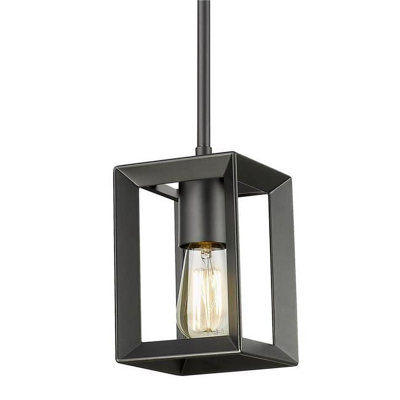 Matte Black Mini Pendant Light with Glass Shade