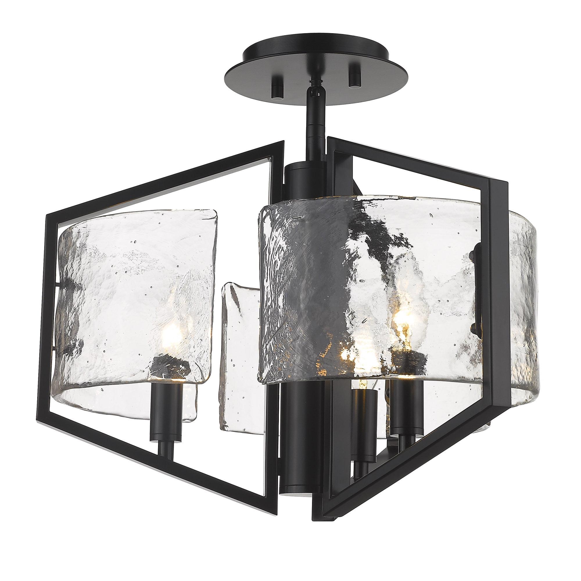 Matte Black Glass Semi-Flush Mount Light Fixture