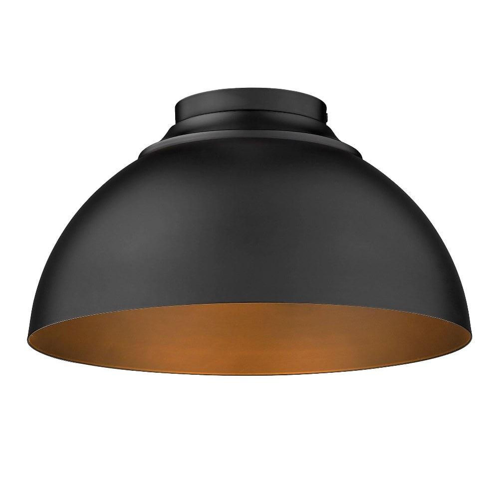 Zoey Matte Black Glass Bowl Flush Mount Light, 13.75"