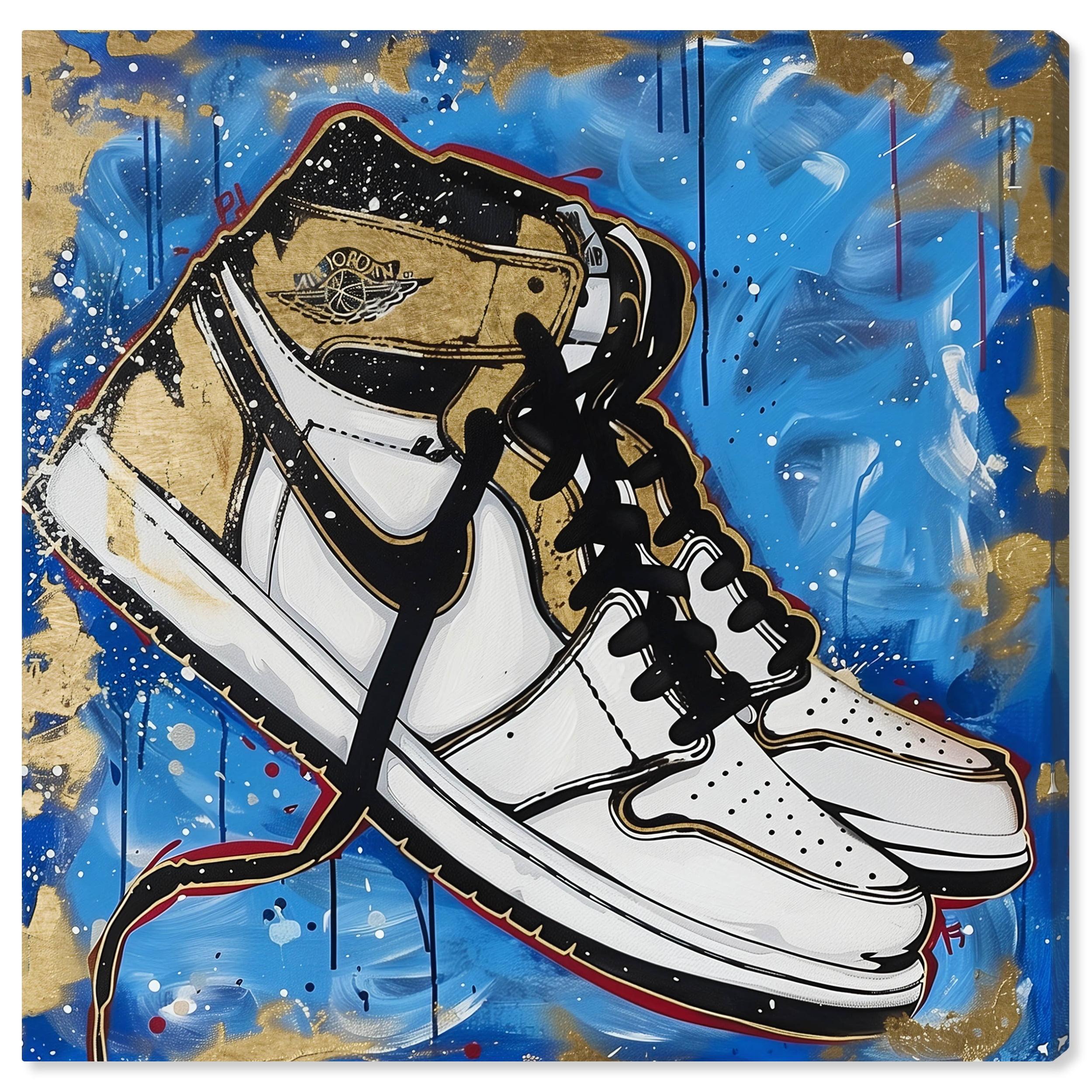 Notori Art Golden Sky Sneakers II Modern Sneaker Art Prints Wall Art by Notoriart