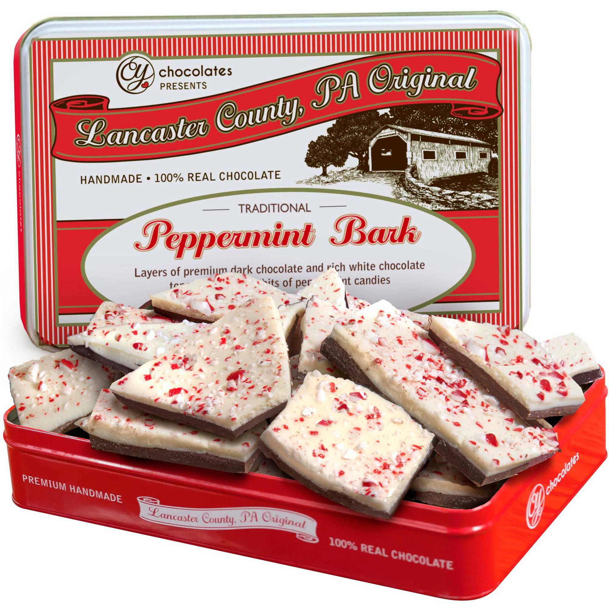 Handmade Traditional Dark and White Chocolate Peppermint Bark Gift Tin