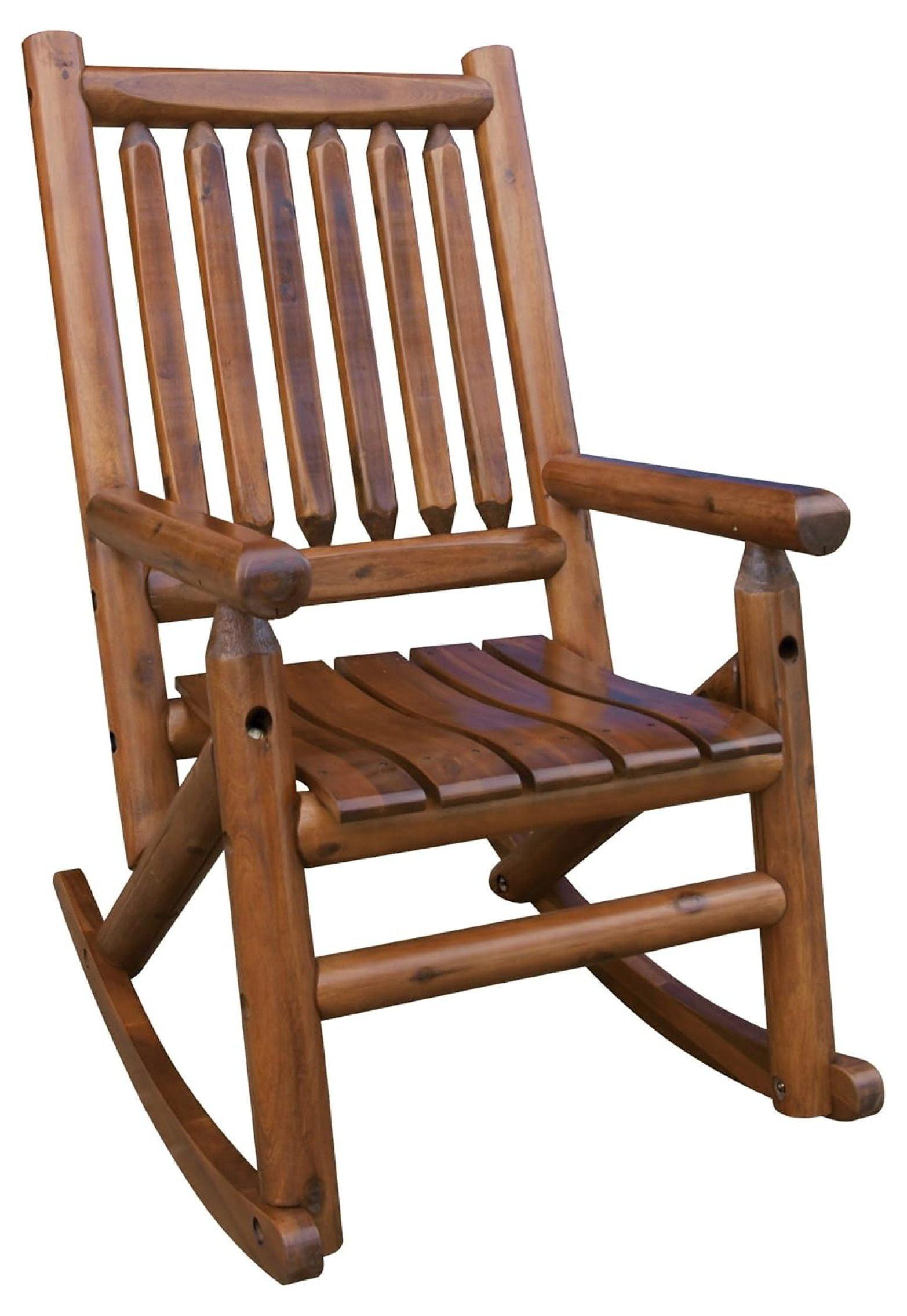 Brown Wooden Outdoor Rocking Chair with Armrests