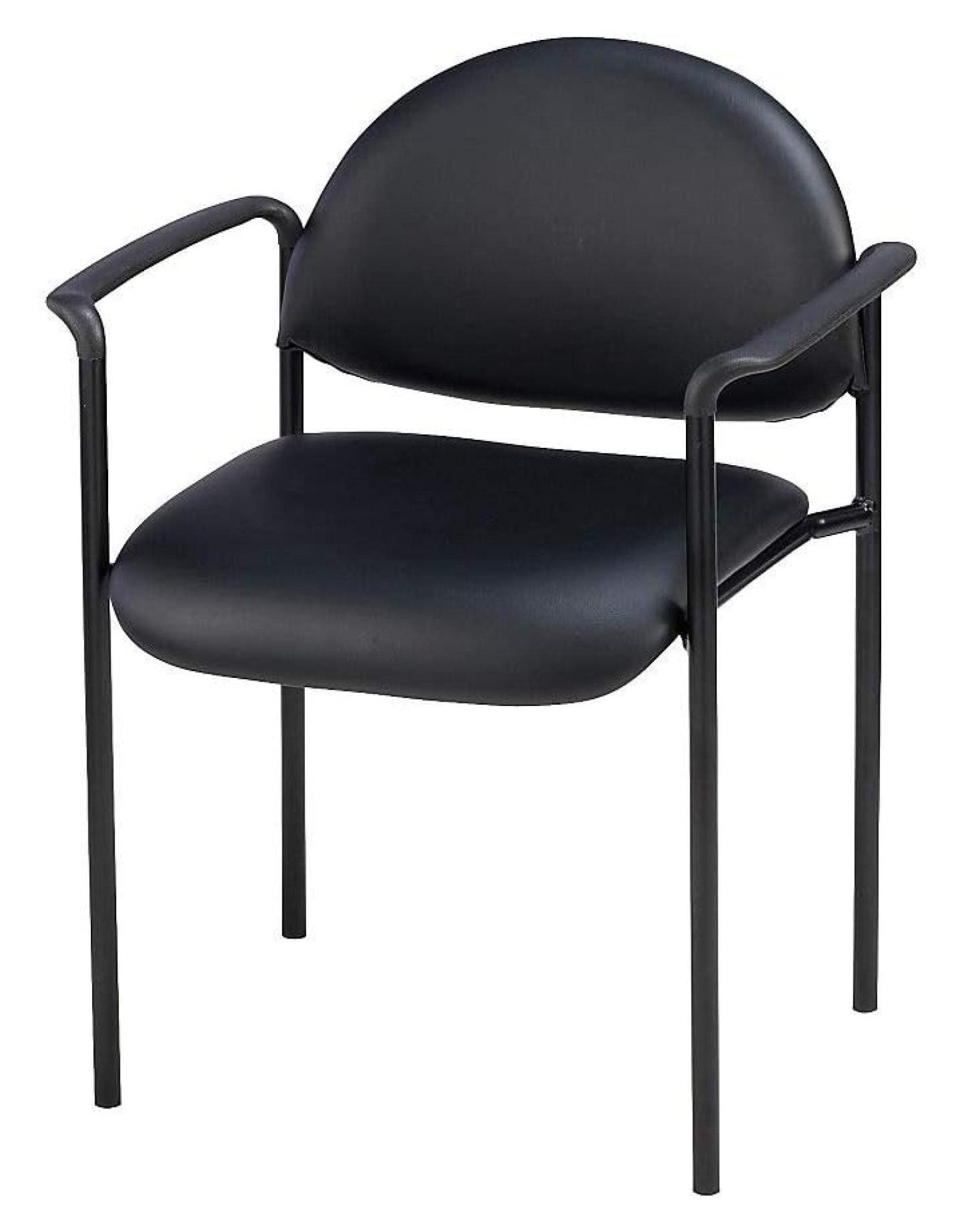 Modern Black Vinyl and Metal Stackable Reception Chair