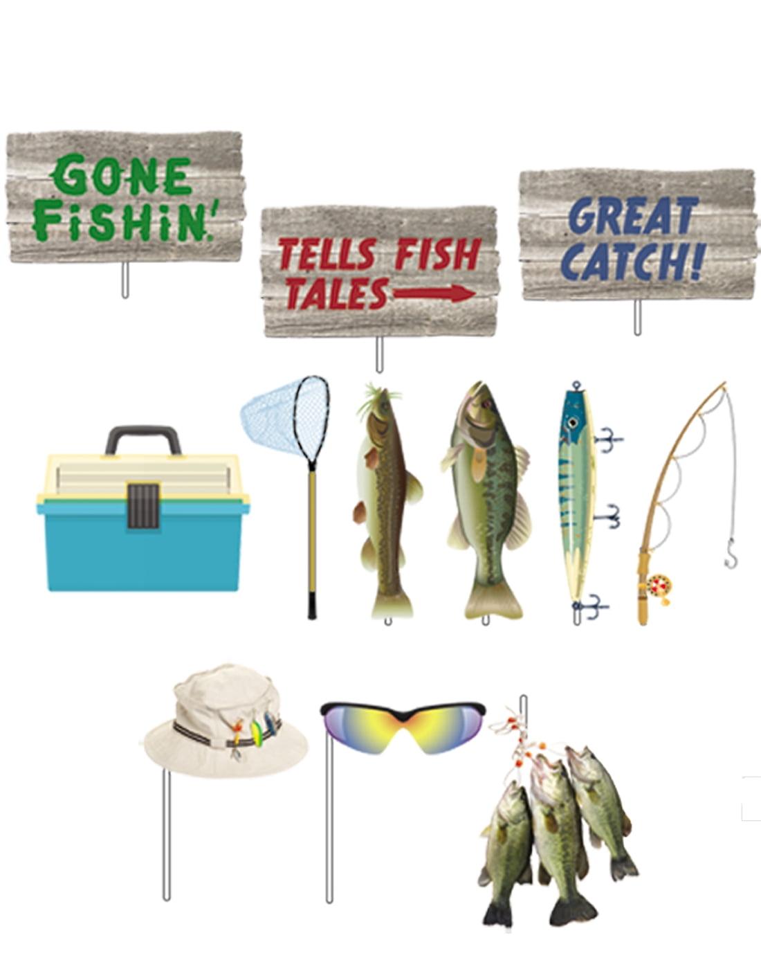 Gone Fishin' Themed Birthday Party Photo Booth Props Set