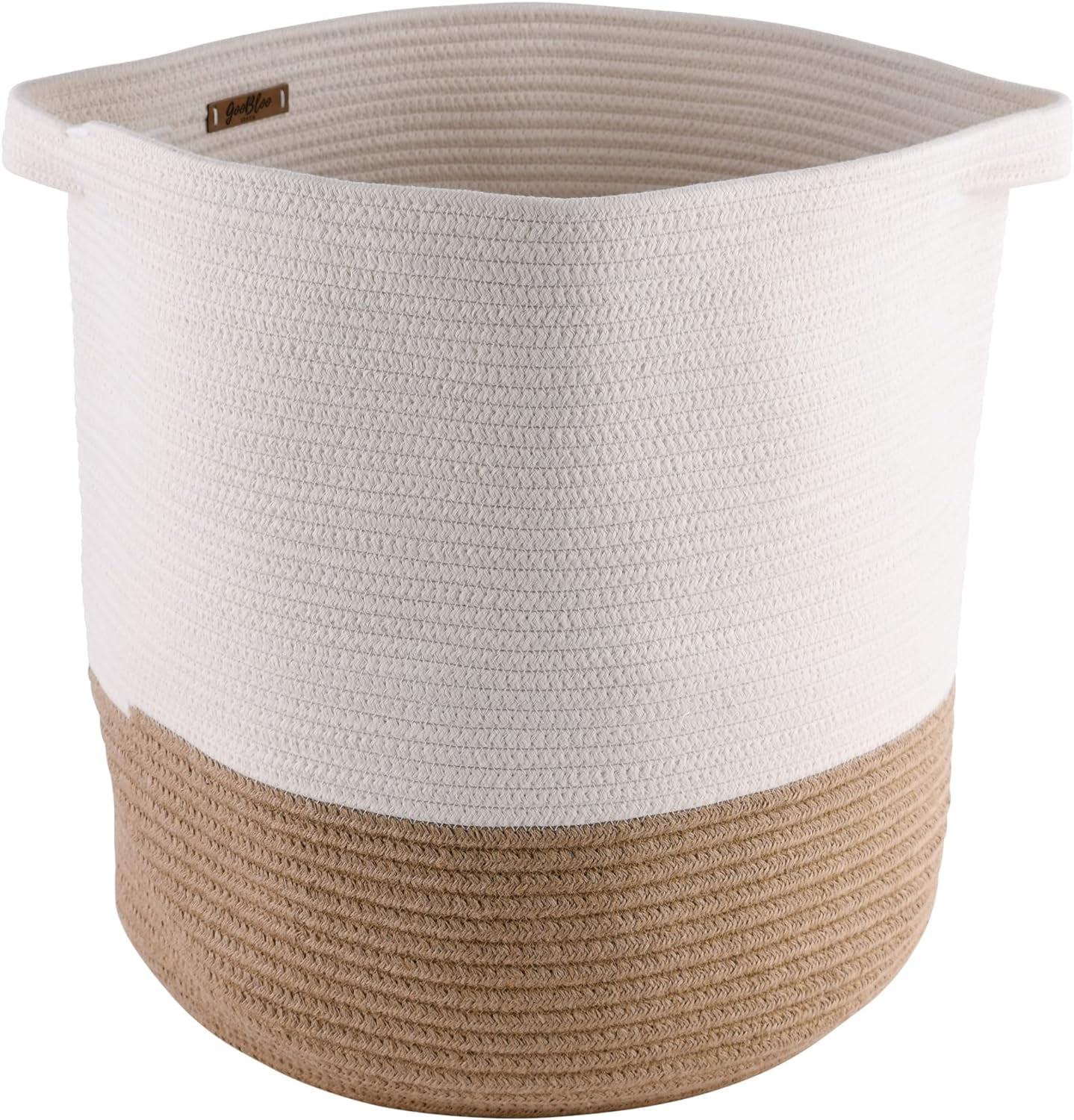 Farmhouse Chic Natural Cotton Rope Storage Basket 18"x17"