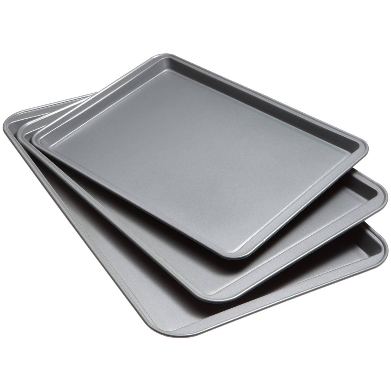 Gray Nonstick Aluminum 3-Piece Cookie Sheet Set