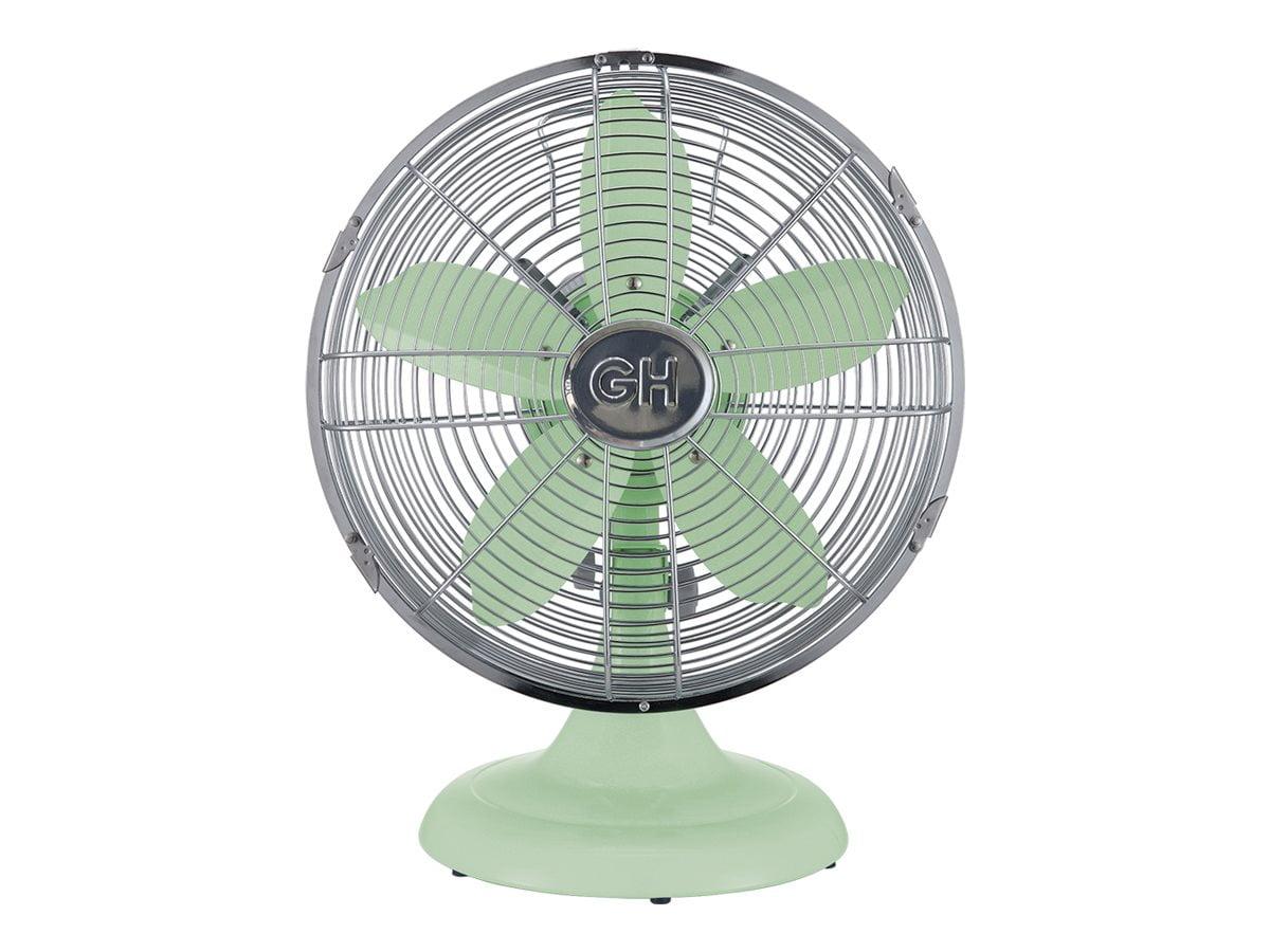 Mint Green 12" Retro Metal Oscillating Table Fan