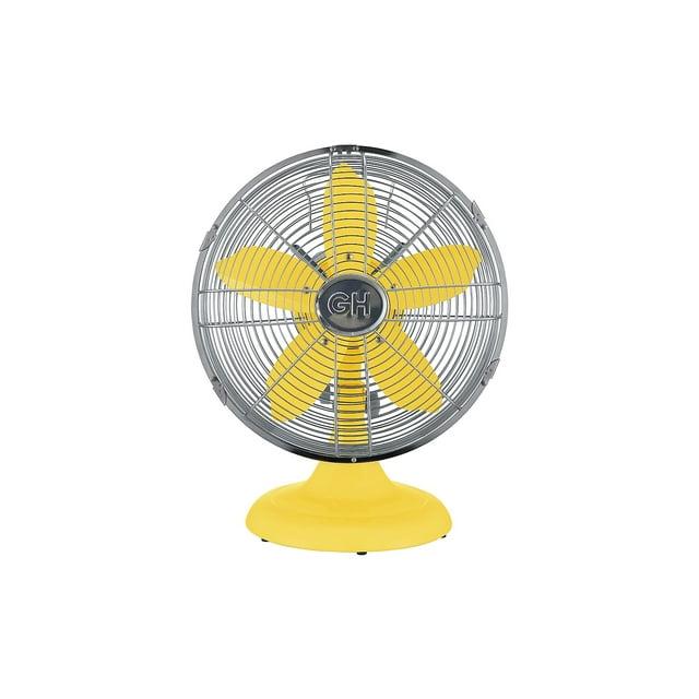 Good Housekeeping Good Housekeeping's All-Metal 12" Retro Desk Office Table Fan with Wide Oscillation, 3-Speed Settings & Carrying Handle (Multiple Finishes Available)