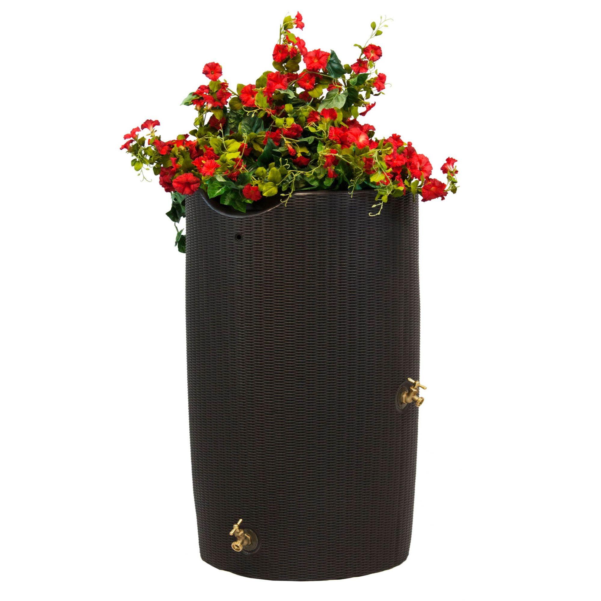 Good Ideas 50 Gallons Plastic Drainable Dual Overflow Planter Rain Barrel