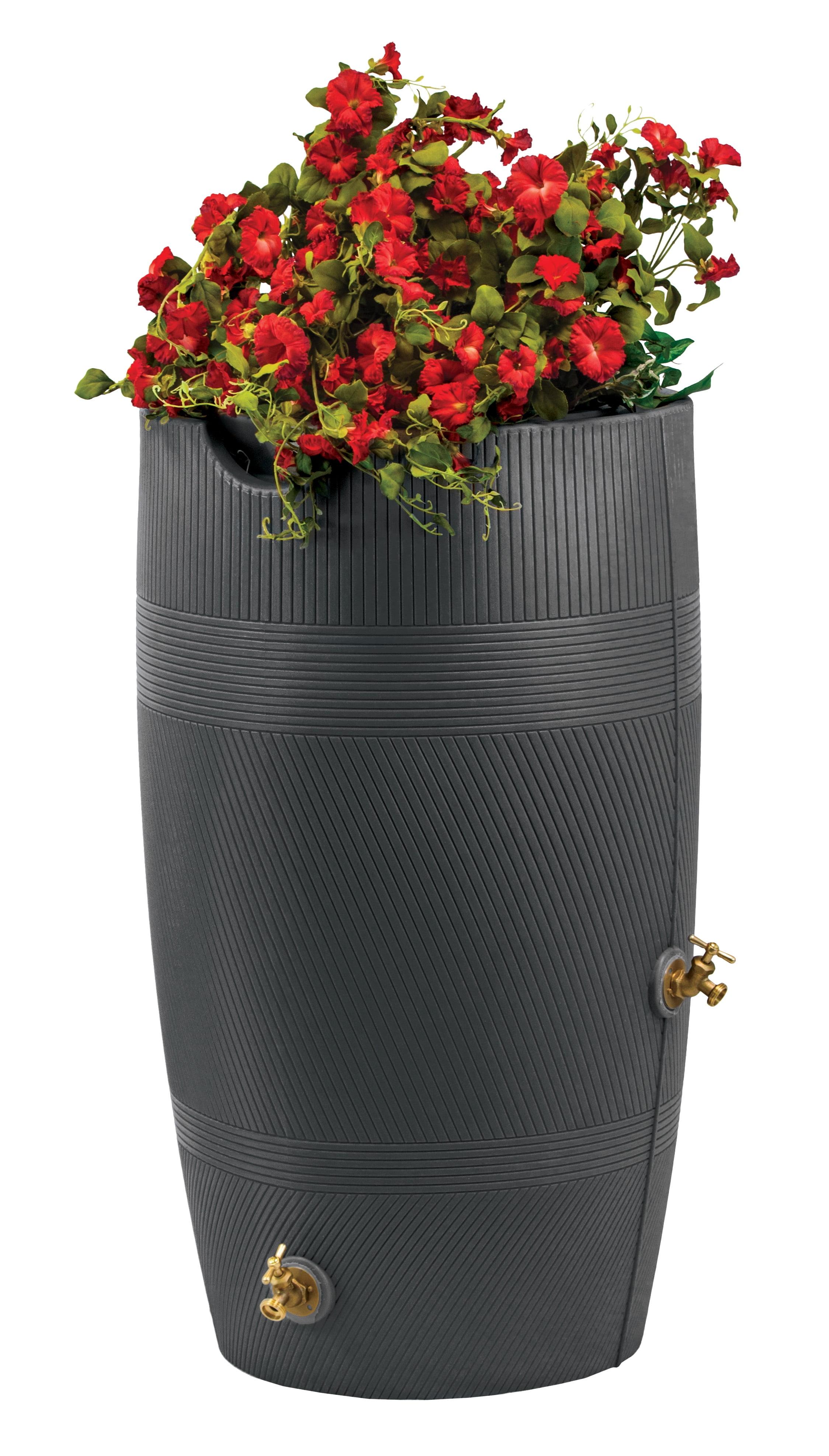 Good Ideas 50 Gallons Plastic Drainable Dual Overflow Planter Rain Barrel