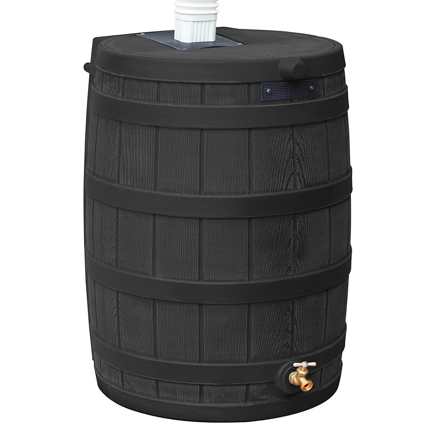 Good Ideas 50 Gallons Plastic Drainable Dual Overflow Rain Barrel