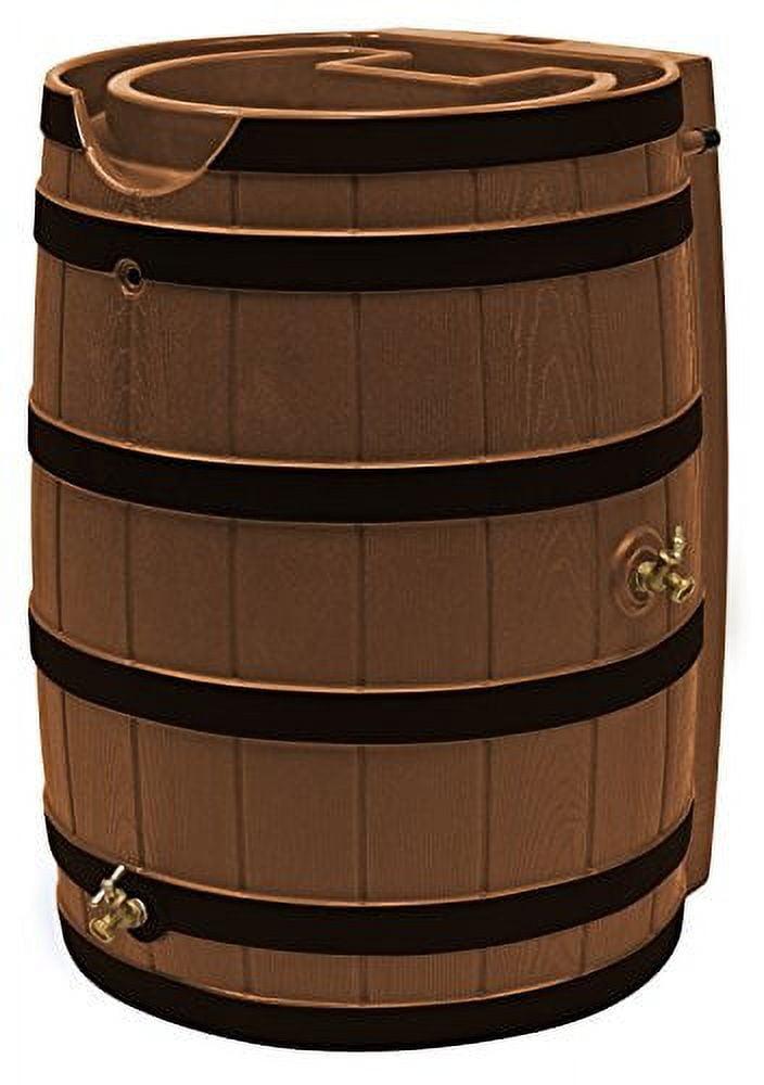 Terra Cotta 65-Gallon Faux Oak Rain Barrel with Darkened Ribs