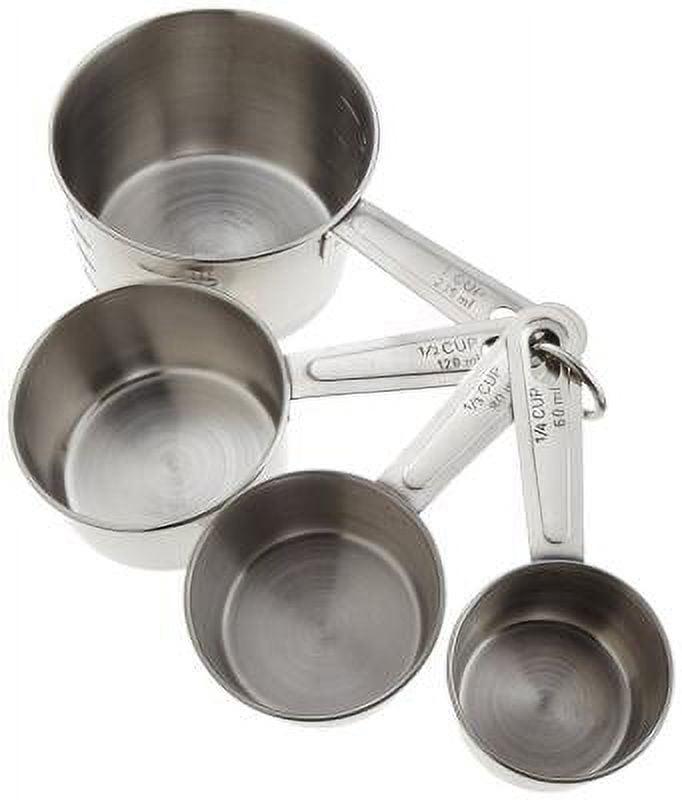 Huarll Holiday Clearance Measuring Tools, 4 Piece Stainless Measuring Cup Set With Storage Ring Silver, 4-Piece Measuring Cup and Spoon Set Silver
