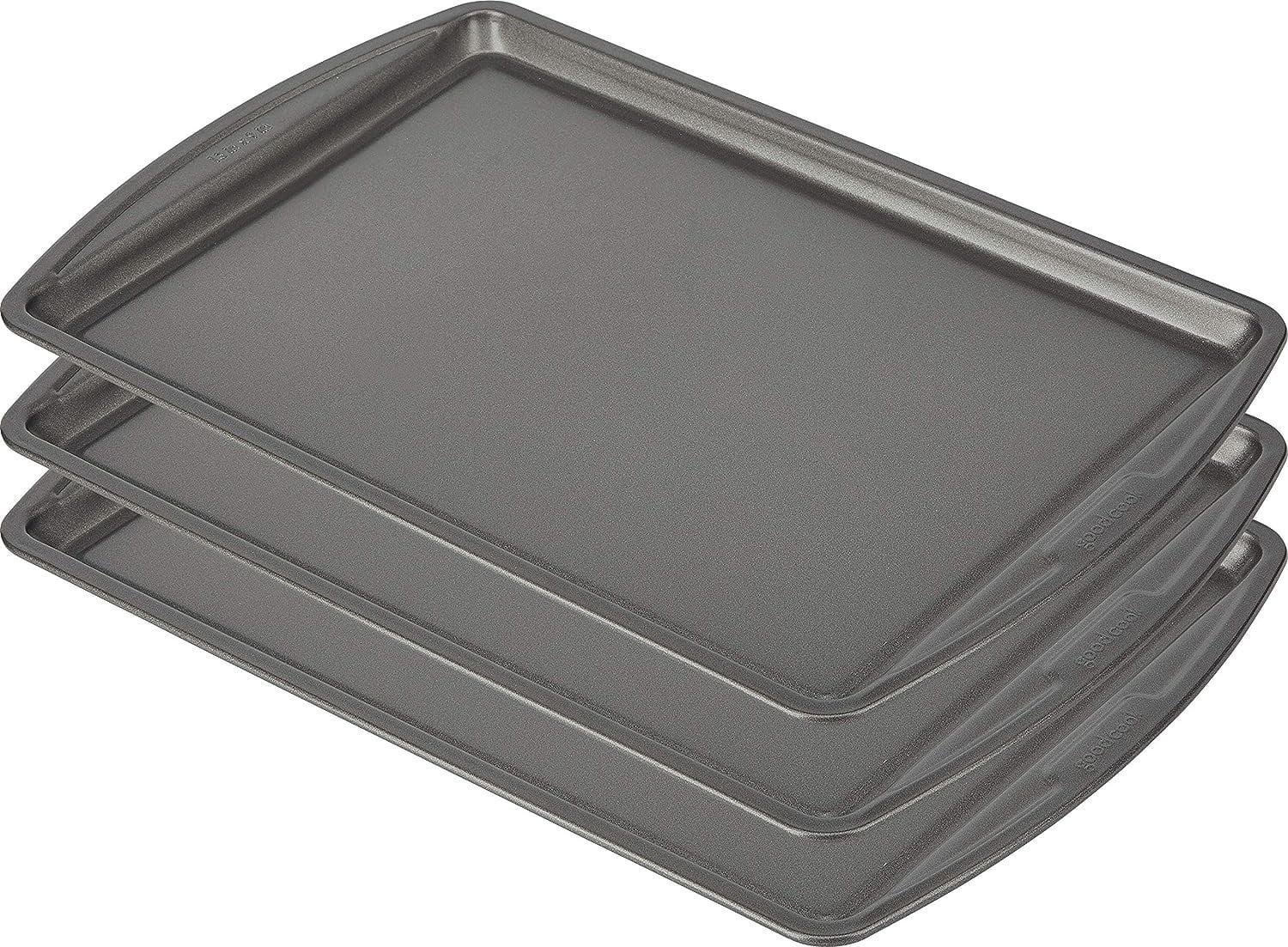 Dark Gray Nonstick Carbon Steel Cookie Sheet Set, 3 Pack