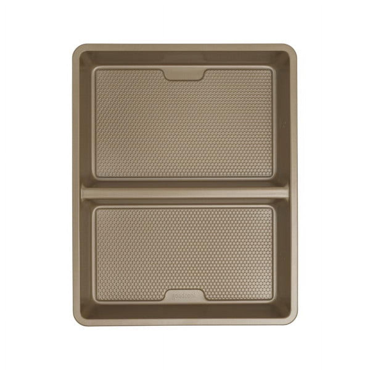 GoodCook 11"x14" Best Bake Nonstick Oblong Divided Pan: Carbon Steel Baking Tray, Dishwasher-Safe, Brown