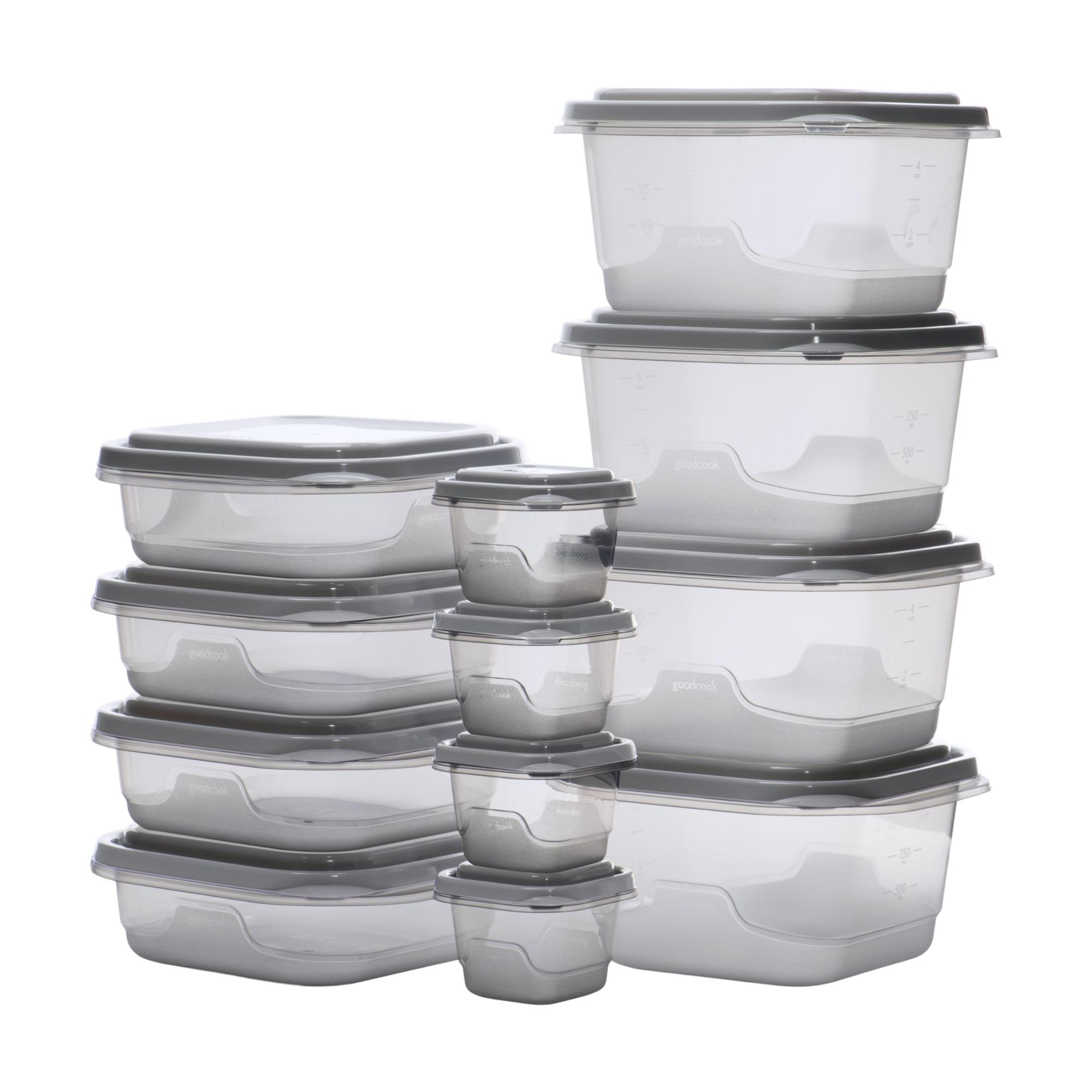 GoodCook EveryWare Set of 12 BPA-Free Plastic Food Storage Containers with Lids (24 Pieces Total), Clear/Grey