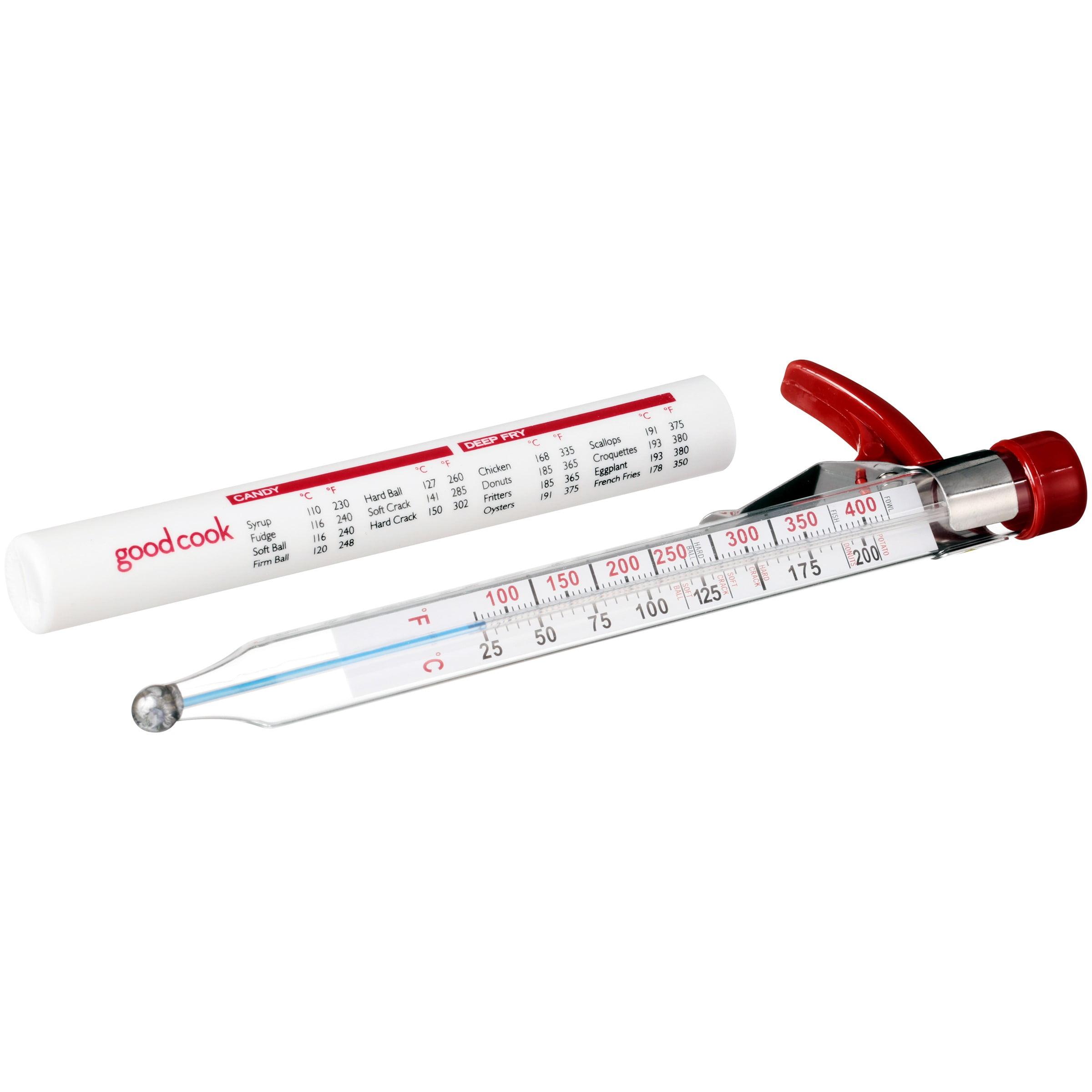 GoodCook Precision Candy and Deep Fry Thermometer with Storage Sleeve, Clear/Red