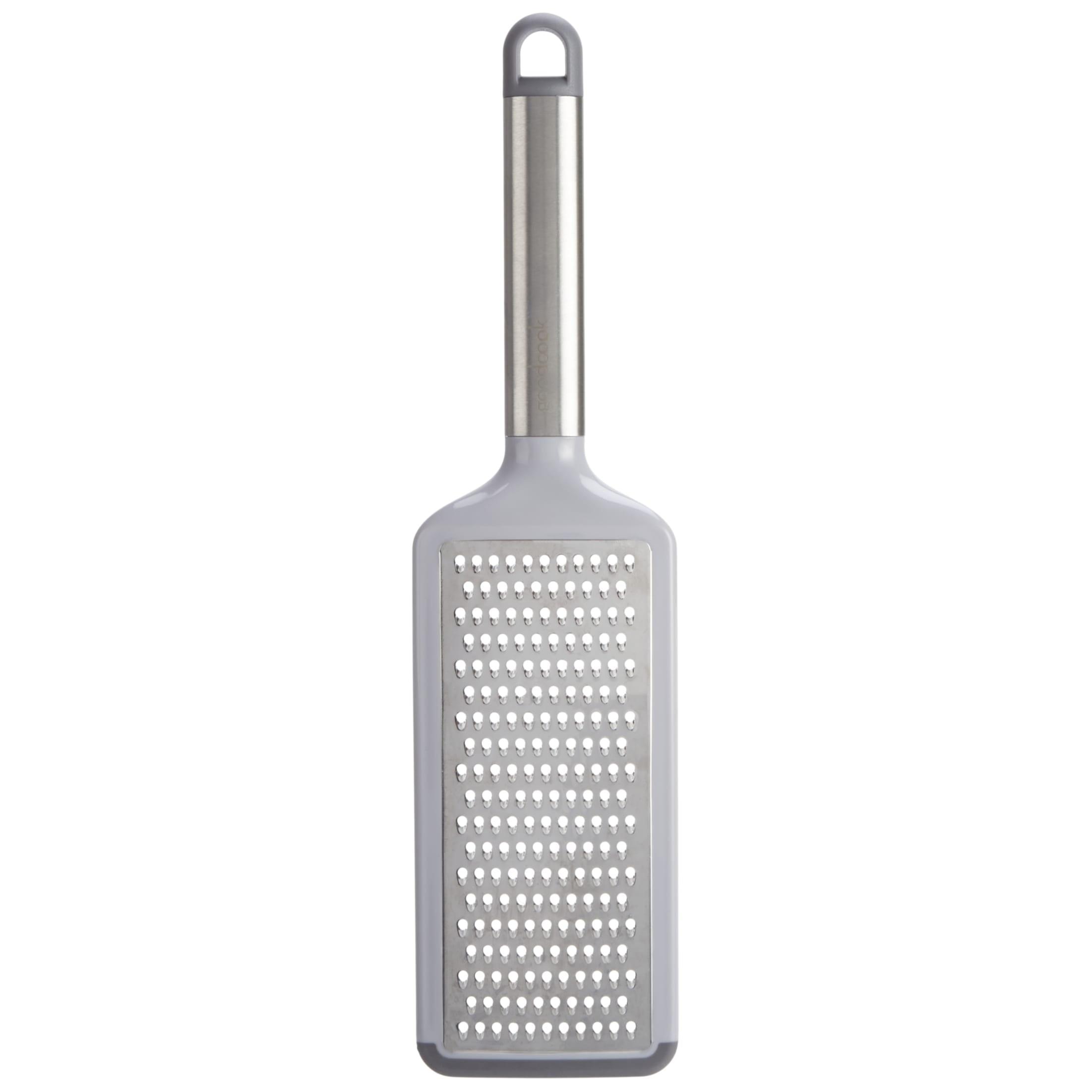 Gray Stainless Steel Fine Flat Grater with Nonslip Foot